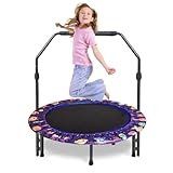 Kinder Trampolin Outdoor 91.5CM,Gartentrampolin mit Höhenverstellbarer Armlehne - Indoor...