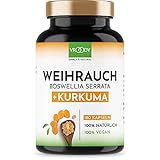 Weihrauch Kurkuma Vergleichssieger, 180 Kapseln hochdosiert Boswellia Serrata 2000mg, 85%...