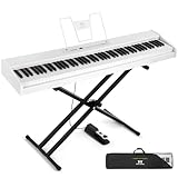 MUSTAR E Piano Digital 88 Tasten, Keyboard mit halbgewichteten & Bluetooth, Portable Set mit Sustain...