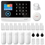 LWOHSI Home Security Alarmanlage WIFI+GSM Alarmanlage DIY Alarm Kit mit PIR-Detektor,...