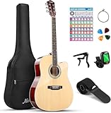 Moukey 41 in Acoustic Guitar kits for Beginners Adults 4/4 Guitarra Acustica with Chord Poster, Gig...