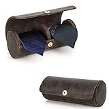 Hiram Krawattenaufbewahrung Organizer, Echtes Leder Zylinder Krawatten Etui Halter, Tragbare...