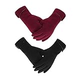 LAMA 2 Paar Damen Winter Handschuhe Touchscreen Handschuhe Warmer Plüsch Handschuh Gefüttert...