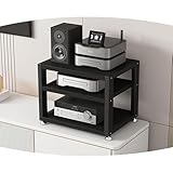HiFi-Audio-Regal mit 3 Etagen, Holz, Stereo-Ständer für Medien, AV-Komponenten und Unterhaltung,...