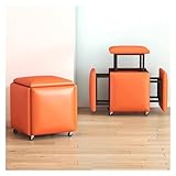 5 Stück Make-up Hocker mit Rollen und Fußstütze Ottomane, Vielseitiger Metallrahmen Sitzwürfel...
