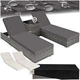 tectake® 2er Lounge Sonnenliegen Set Plus Tisch – inkl. 2 Bezugsets und Schutzhülle, Outdoor...