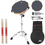 Drum Practice Pad Set AKLOT 12' Kieselgel Übungspad mit Snare Ständer Rucksack Drumsticks für...