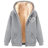 Fleecejacke für Damen, Sherpa, Wolle, Mantel mit Reißverschluss, Herbst, Winter, dick, Hoodies,...