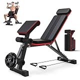 SOFTHOM Hantelbank Klappbar und Verstellbar, Römischer Stuhl mit Beinstrecker und Curl-Pult, 8-in-1...