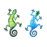 Gogogmee 2 Stück Metallkunst Gecko Wanddekoration aus Eisen Realistische Gartendeko für Innen und...