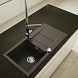 Axigran Granitspüle Waterfall 40 Küchenspüle Spülbecken Einbauspüle 860x435mm Spülbecken...