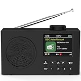 Mycket Tragbares DAB Radio, DAB Plus Digitalradio, UKW Radio, kleines Küchenradio mit Netzbetrieb...