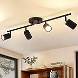 ANWIO LED Deckenleuchte 4 Flammig Schwarz, Deckenstrahler LED Schwenkbar GU10, Spotbalken...