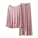 Pyjama Damen Dressy Lounge Wear Sets Langarm Rundhalsausschnitt Unregelmäßiger Saum Hemden...