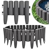 KRUMAD Rasenkante Kunststoff Holzoptik, 10 Stück Set 2,8 Meter, Höhe 24 cm, Beeteinfassung Garten,...