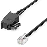 deleyCON 2m Telefonkabel TAE-F Stecker auf RJ11 Stecker Int. Norm 6P4C Flachkabel Analoge Endgeräte...