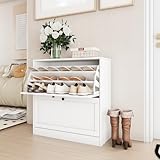 VOWNER Schuhschrank mit 2 Klappen, Schuhregal Schuhkipper Schmal, mit 6 Fächern, Schuhschrank...