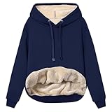 Generisch Warme Sport-Hoodie-Jacke mit Lammfleece-Tasche für Damen (Blue XL)