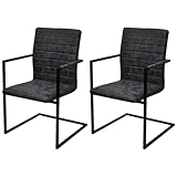 Yunovire Freischwinger 2er Set Schwarz Kunstleder, Modernes Esszimmerstuhl Design, Robuster...