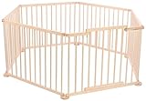 Spec-wood Laufgitter 92x74cm, Gitter, Holz Laufgitter, 6-Winkel faltbares XXL Laufgitter, praktisch,...