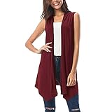 Generisch Damen Skijacke Frauen Ärmellose Cardigan vorne drapierte Bluse Frauen Damenmantel...