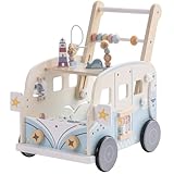 ROBUD Lauflernwagen Holz, Multifunktion Baby Lauflernhilfe mit & Rädern & Bauklötzen Spielgeräte...