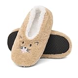 Cheerful Mario Katze Hausschuh socken für Damen Weiche Wärmesocken Sherpa Lining Stoppersocken...