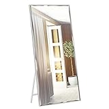 Amazon Brand - Eono 165 x 61 cm Ankleidespiegel Ganzkörperspiegel mit weißem Rahmen und...