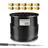 Premium X 100m BASIC Koaxialkabel schwarz 135dB 4-fach geschirmt SAT TV Koax Antennenkabel...