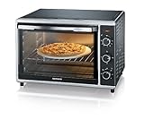 SEVERIN Back- und Toastofen mit Umluftfunktion, Mini Backofen mit Grillrost, Backblech, Drehspieß...