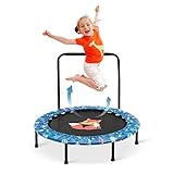 Trampolin Kinder,Ø 96cm Trampolin Indoor mit Faltbarem Bungee-Rebounder,Jumping Trampolin Fitness...