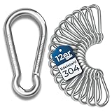 Der Traum 12 Stück Karabinerhaken Edelstahl, 5 x 50mm – Karabiner mit Belastbarkeit von 110 KG...