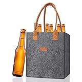 Kisstta Filz Flaschenträger 6 Flaschen, Flaschentasche mit Fächern, Wiederverwendbare...
