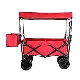 Robuster faltbarer Gartenwagen, tragbarer Einkaufswagen mit Baldachin, 100 kg Tragkraft, 26,7 cm...
