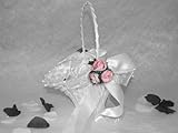 Blumenkinderkörbchen weiss, Exclusiv, rosa-, Blumenkinderkorb Streukörbchen zur Hochzeit