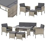 Juskys Polyrattan Gartenmöbel Sitzgruppe Turin Set 6 teilig - 7 Personen - Outdoor Möbel mit...