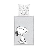 Herding Peanuts Bettwäsche-Set, Wendemotiv, Kopfkissenbezug 70 x 90 cm, Bettbezug 140 x 200 cm, Mit...