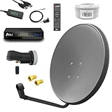 ARLI Digital Sat Anlage 60 cm Spiegel inkl. ARLI AH1 HD Receiver + Single LNB + 10m Koax Kabel + 2 F...
