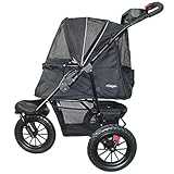 Petique Chinook Schwarz | Luxuriöser Hundebuggy | Vorder- und Hinterräder (30 cm) aus Eva für...