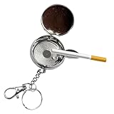 Runder Mini Aschenbecher für Unterwegs, Tragbarer Taschenaschenbecher aus Metall mit Deckel,...