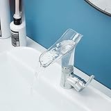 Wasserfall Wasserhahn, transparenter Waschbecken Wasserhahn, Badezimmer-Waschtisch-Wasserhahn aus...