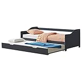 [en.casa] Tandembett 2X 90x200cm Dunkelgrau Ausziehbett Doppelt Sofabett mit Lattenrost...