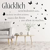 Wandtattoo Wohnzimmer Sprüch, Glücklich Inspirierende Wandsticker Wohnzimmer Modern,...