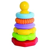 Simba 104018158 - ABC Ringpyramide, Steckspiel, 6 Teile, 20cm, 5 Ringformen, Steckboden schaukelt,...