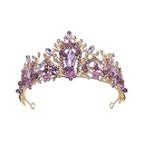 Montesy Modische violette Kristallkrone, Braut-Tiara, Königin für Hochzeit, Kopfschmuck, Hochzeit,...