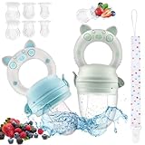 Fruchtsauger Baby, 2 Stück Obstschnuller mit 6 Sauger(3 Größen) und Schnullerkette, 8 Silikon...