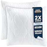 Utopia Bedding Kopfkissen 80x80 cm (2er Set), Gestepptes Kissen für Bett und als Dekokissen,...