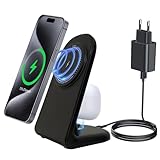 2 in 1 Mag-safe Induktive Ladestation für iPhone 15/14/13/12, AirPods Pro 2, Wireless Charger Stand...