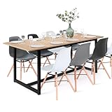 IDMarket Detroit Ausziehbarer Esstisch, rechteckig, 6-10 Personen, industrielles Design, 160-200 cm