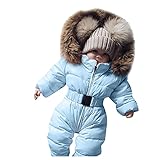 Henagehde Schneeanzug für Kinder, Winter, Baby, Mädchen, Jungen, gepolstert, mit Kapuze, Pelz,...